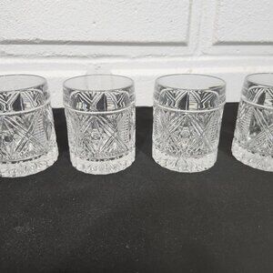 Vintage Set of 4 Bohemia Clear Oxford Polter Crystal Old Fashioned Glasses